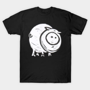 Pig, black and white. T-Shirt